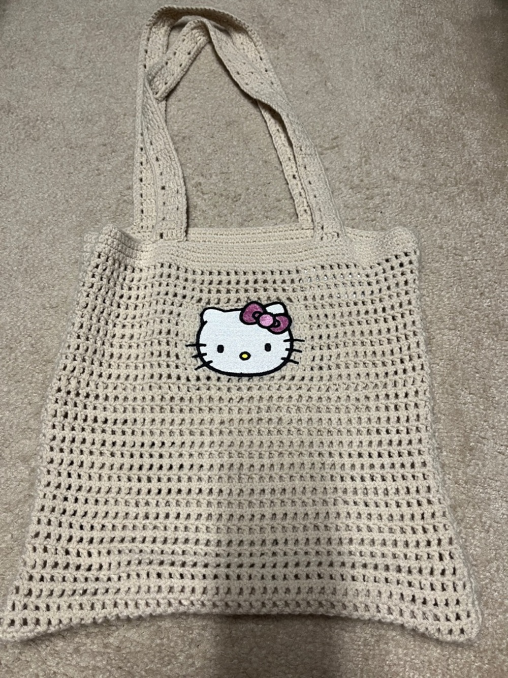 Forever 21 x Hello Kitty Cream Crochet Tote